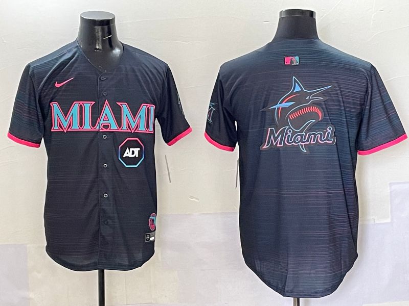 Men 2025 Miami Marlins Blank Black Joint Name Nike MLB Jersey style 8->los angeles dodgers->MLB Jersey